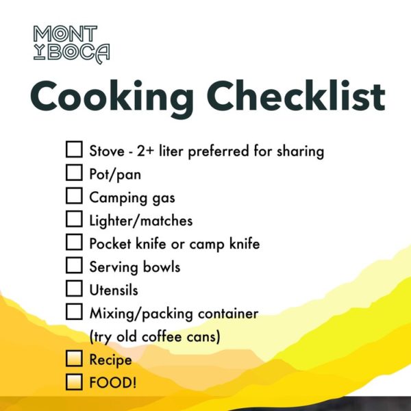 camping checklist for backcountry cooking