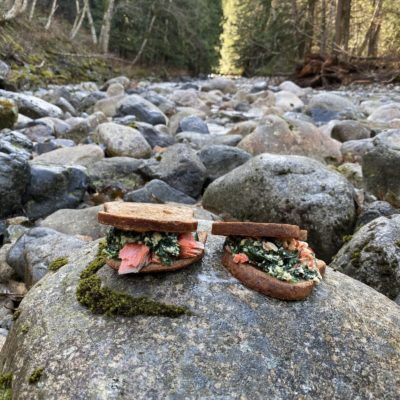 fancy camping meals - salmon brekkie sando