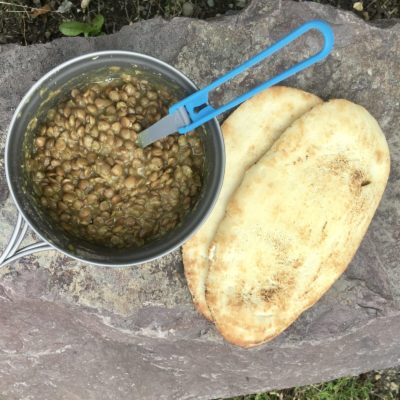 cheap backpacking food - curry lentil soup