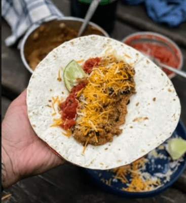 backpacking dinner - Gordo tacos