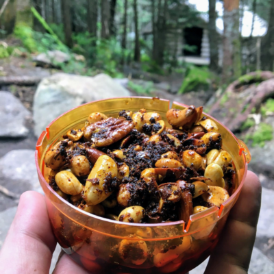 vegetarian backpacking meals - boca spiced nuts