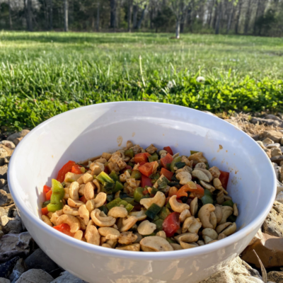 hiking food - bowl cashew chicken