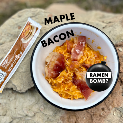 campimg food with ramen - maple bacon