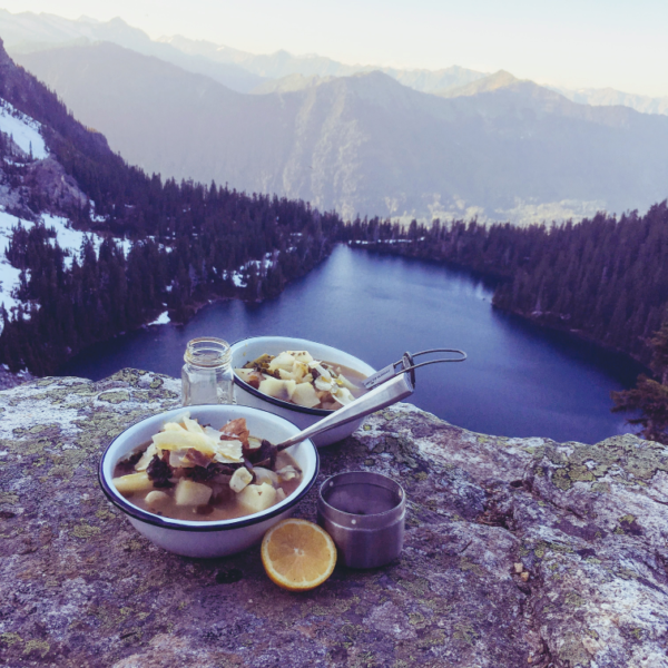 plant based backpacking meals - white bean